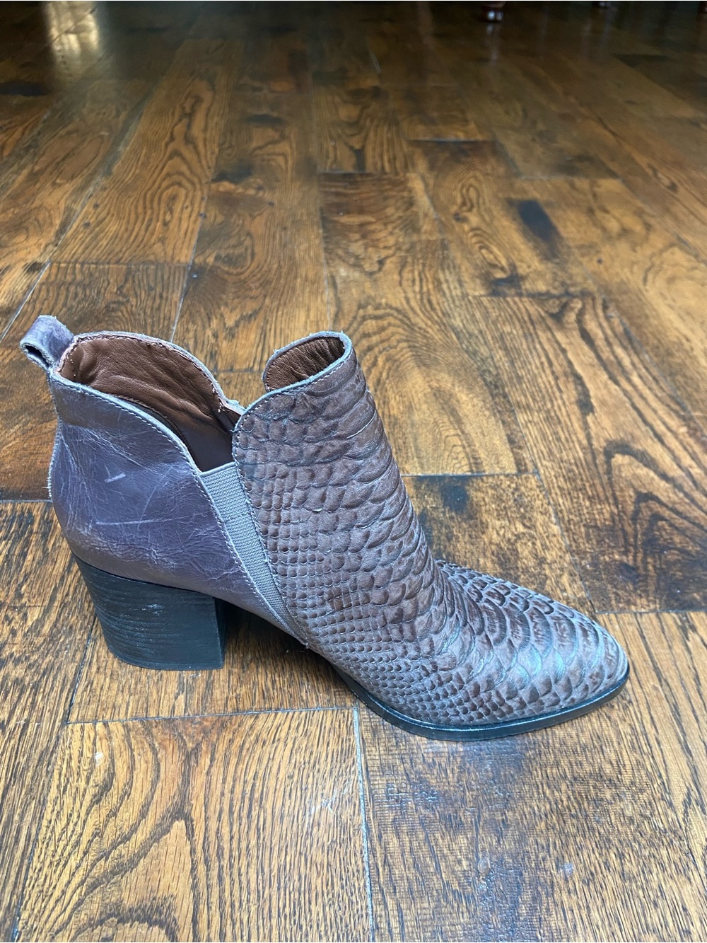 Donald J. Pliner Brown Textured Leather Ankle Booties